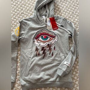 Fifth Loop Graphic Hoodie Eye Lightning Grey Pullover Streetwear Size Small NWT